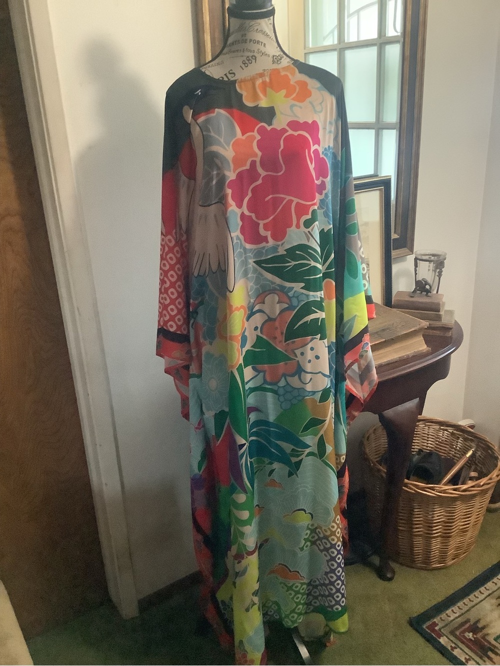 Bohemian Caftan Multicolor Floral Maxi Dress